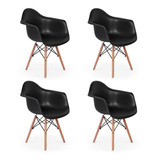 Conjunto 4 Cadeiras Charles Eames Wood Daw Com Braços Design