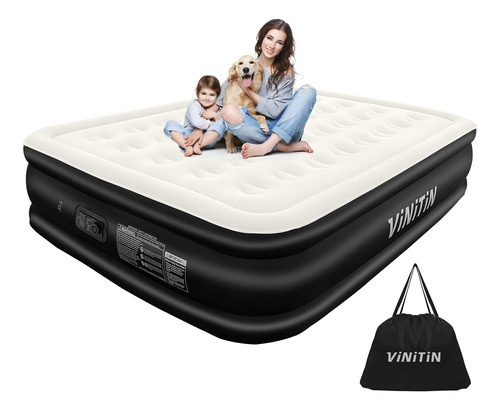 Cama Inflable Queen Con Bomba Integrada Flocada Suave 80x60x