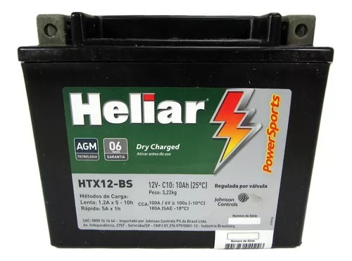 Bateria Dafra Citycom 300 2011... Heliar Htx12bs Ytx12-bs