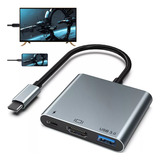 Adaptador Tipo C A Hdmi 4k Convertidor Hub Usb 3.0 3 En 1