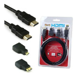 Cable Hdmi 1,5m Con Adaptador Mini Y Micro Hdtv 3 En 1