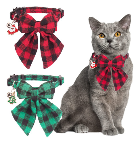 Adoggygo Collares Navideños Para Gatos Con Elegante Corbat.