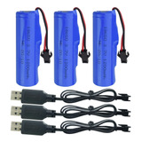 3 Baterías De Litio De 3.7 V  Mah Con 3 Cargadores Usb Sm .