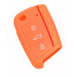 Funda Silicon Llave De Volkswagen Mk7 3 Botones En Naranja