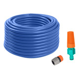 Kit Mangueira Tubo Pvc Azul Com Engate E Esguicho 15 Metros