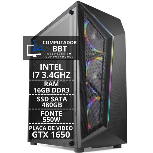 Cpu Pc Gamer I7 3.4ghz 16gb Ssd 480gb 500w Gtx1650 4gb