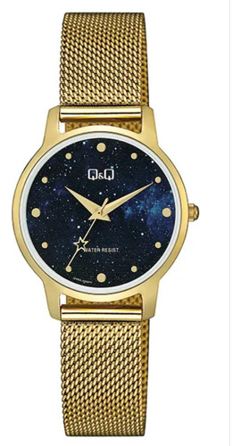 Reloj Dama Q&q Dorado Universo Mujer Pulso Maya Original  