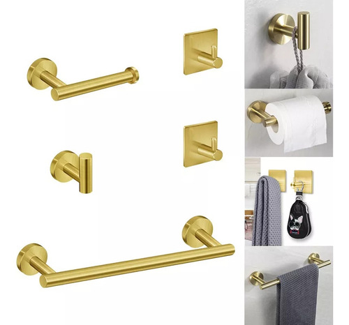 Juego De Accesorios Dorados Para Baño De 42 Cm, 5 Piezas