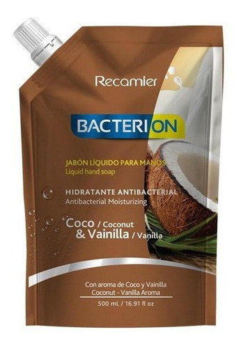 Bacterion Jabón Hidratante Antibacterial 500ml Coco Vainilla