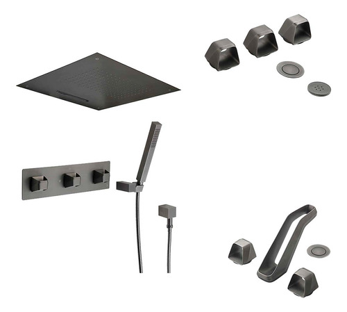 Set Grifería De Baño 3 Piezas Fv King 3d Satin Greystone