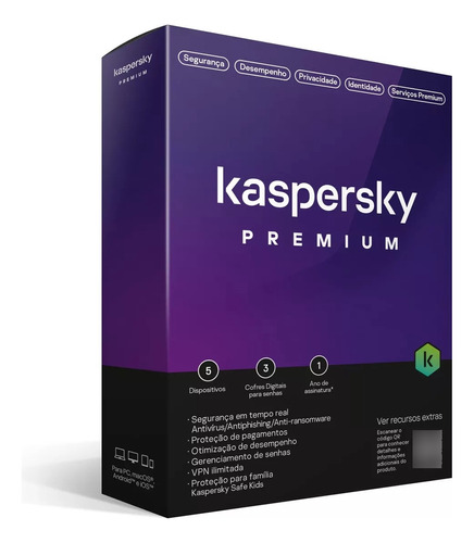 Kaspersky Antivírus Premium 5 Dispositivos 1 Ano