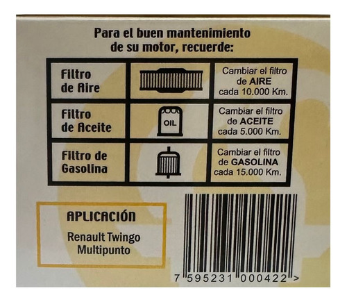 Filtro De Aceite Para Renault Twingo Multipunto Foto 3