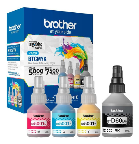 Tinta Para Impresora Brother Btd60bk / Bt5001 Color 4 Colores 4 Unidades