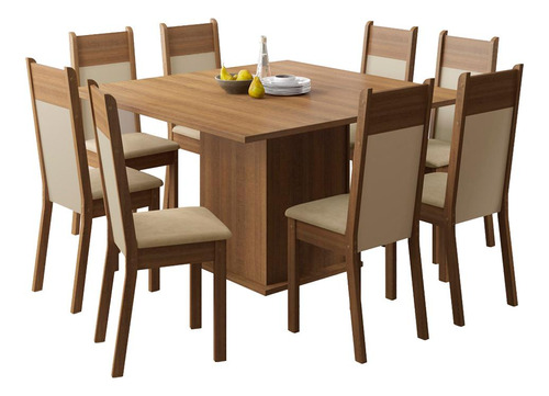 Juego Comedor Madesa Panamá Mesa Tapa Madera 8 Sillas M/c/b