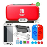 Funda Estuche Accesorios Nintendo Switch Oled Rojo Premium