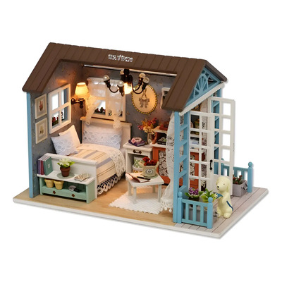 Casa de Muñecas DIY Nayumi Azul con Muebles y Luz LED | MercadoLibre