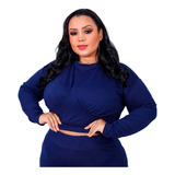 Conjunto Feminino Lanzinha Lã Inverno Blusa Plus Size Frio