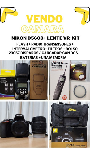 Kit Fotográfico Nikon D5600 + Lentes + Flash + Intervalometr