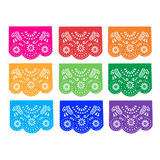 Decoración Papel Picado Flores Arcoíris 20 Tiras 5 Metros