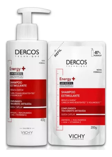  Dercos Shampoo Energizante Antiqueda 400ml + Refil 200ml