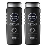 Nivea Men Active Clean Wash Dos Piezas De 500ml Carbon Act