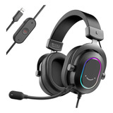 Headset Gaming Fifine Ampligame H6 Com Rgb, Controle In-line Cor Preto