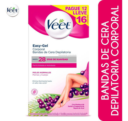 Veet Bandas Piel Normal P12ll16 - Unidad a $2513