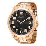 Relógio Mondaine Masculino 99195gpmvde3 Correia Dourado Bisel D Fundo Preto Com Detalhes Dourado