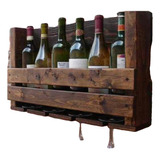 Cantinera Mini Bar Cava Vinos Botellas Copas Madera Pared 