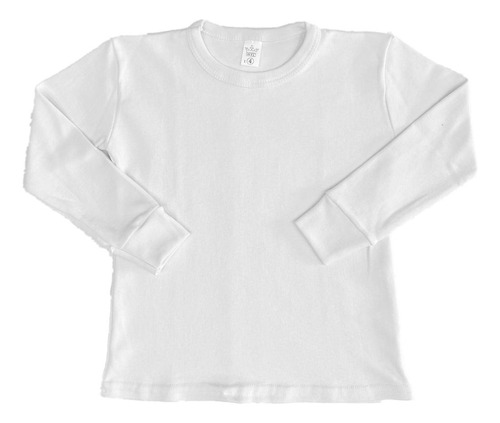 Camiseta Niño Algodon Interlock Manga Larga Blanca T 2 Al 18