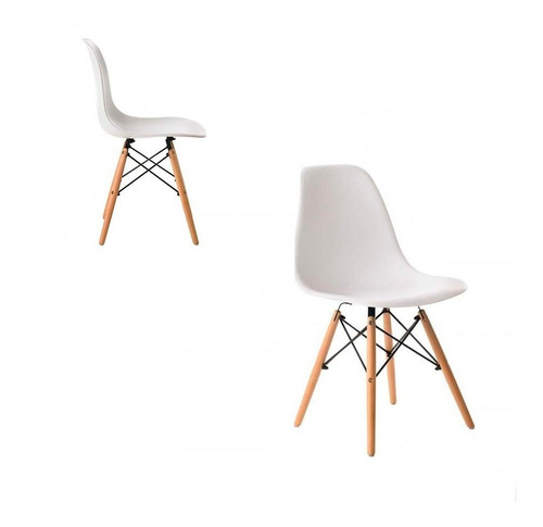  Kit X 2 Sillas Eames Madera Para Comedor