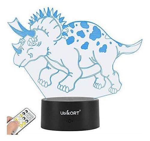 Lámpara 3d Triceratops Con Control Remoto