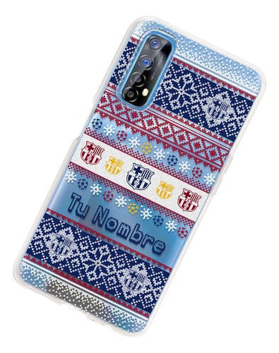 Funda Para Realme Fc Barcelona Ugly Sweater Navidad Nombre