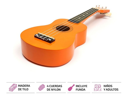 Ukelele De Madera Soprano Con Funda Manual Y Lecciones