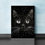 Quadro Decorativo Sala 30x45 Rosto Felino Preto E Branco