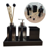 Kit Lavabo Difusor Sabonete Bandeja Make Porta Escova Luxo