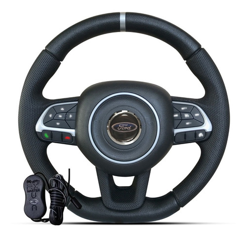 Volante Prata Controle Som Interface P/ Ford Ka 1999