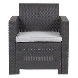 Flash Furniture Seneca Dark Gray Faux Rattan Chair Con Todo 