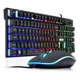 Kit Teclado + Mouse Iluminado Led Rgb Bkg 550 2400 Dpi