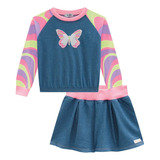 Conjunto Infantil Inverno Blusão Borboleta E Shorts Kukiê 