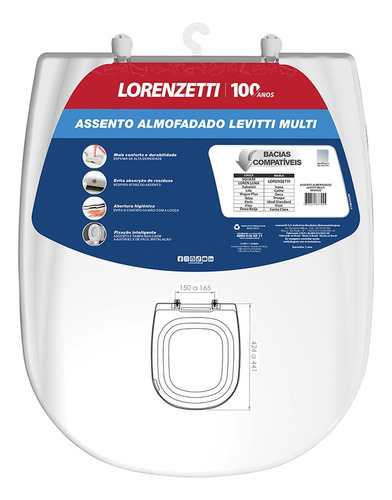 Assento Sanitário Almofadado Multi Levitti Lorenzetti Cor Branco
