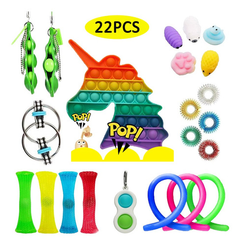 22 Piezas Fidget Push Pop It Sensory Toys - Caja De Niebla