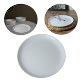 Prato De Jantar Raso 25cm Vidro Opalino Mesa Posta Lyor Cor Branco Liso