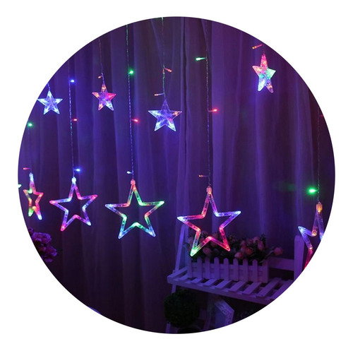 Cortina Led Guirnalda Estrellas Rgb 3 Mts Vaiven A Pilas