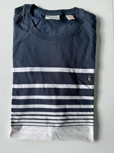 Remera Penguin Hombre Talle Xl Rayada Azul Marino Y Blanco