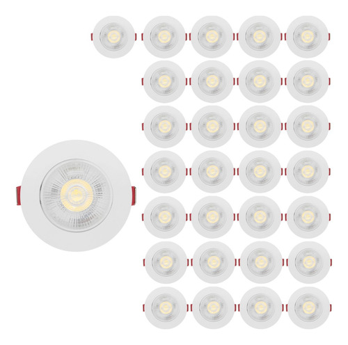 Kit 30 Spot Led Smd 7w Dicróica Direcionável Redondo Quente