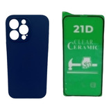 Silicone Case Para iPhone 14 Pro Max Y Vidrio Ceramico
