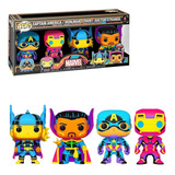 Boneco Funko Pop Marvel Black Light 4 Pack