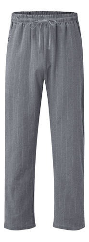 Pantalones Casuales Linoalgodón A Rayas Para Hombre Cordón