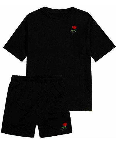 Conjunto Kit Short Tactel Camisa Camiseta Algodão Masculino